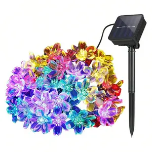 Solar String Lights Outdoor Garden, 23ft 50 LED Blossom Flower Waterproof Solar Power Fairy Lights Decor Festival Colourful Light For Party Wedding Patio Christmas Decoration (Multicolor)