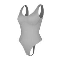 Grey-Deep V-Wide Strap-Thong Shapewear