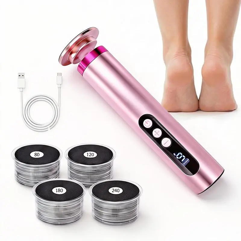 Professional Electric Callus Remover Foot File | Premium Aluminum Alloy Body, 40 Replacement Sanding Discs, 2000mAh Fast-Charge Battery, 9-Speed Digital Adjustable Control, Rechargeable Pedicure Tool for Dry Cracked Heels & Foot Nail Care