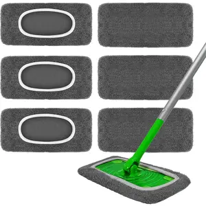 Household daily necessities 6 Pack Reusable Microfiber Mop Pads - Compatible with Swiffer Sweeper Mop, Washable Dry & Wet Sweeping Cloths Refills for Hardwood Laminate Tile Floor Cleaning