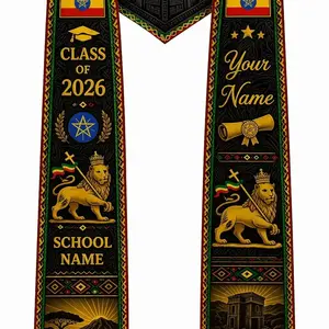 Personalized Ethiopia Graduation Stole 2026, Africa Ethiopian Flag Graduation Sash, Custom Name Class of 2026 Grad Gift