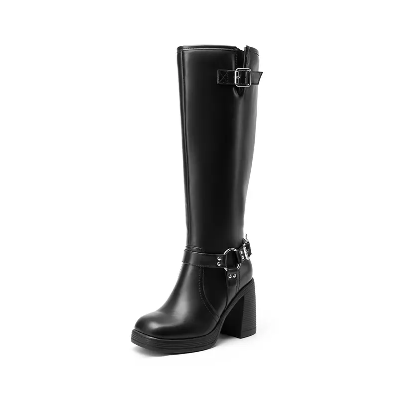 Dream Pairs Women's Classic Faux Knee-High Riding Boots with Side Zipper, Comfortable 3 in Block Heels, Casual Fall Footwear