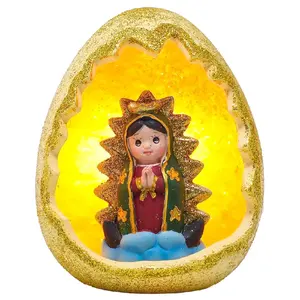 Lampara Huevo 7" inches Tall Virgen De Guadalupe Lamp Estatua Our Lady Of Guadalupe Religious Decor Ornaments