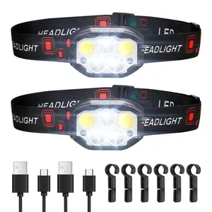 VEVOR 2 Pack Headlamps, Bright LED Rechargeable Headlight, Lightweight Head Flashlight with 12 Lighting Modes & Motion Sensor, Adjustable Headband, Head Lamps for Camping, Running, Hiking, Fishing