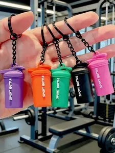 Mini Sport Shaker Bottle Keychain 3D Silicone Gym Fitness Water Bottle Pendant Key Ring Backpack Gym Bag Charm Gift for Men Women Gym Lovers Workout Enthusiasts