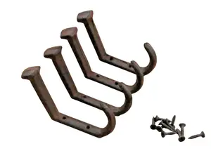 4 Rustic Coat Hooks Cast Iron Wall Mount Hat Hook Towel Railroad Spikes Bath MIDWEST CRAFT HOUSE MIDWEST CRAFT HOUSE (29453)