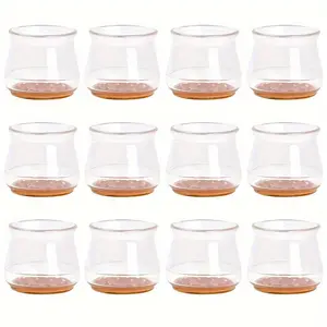Silicone Chair Leg Protector, 16pcs Clear Round Table Base Cover, Non-slip Felt Pad for Floor Protection
