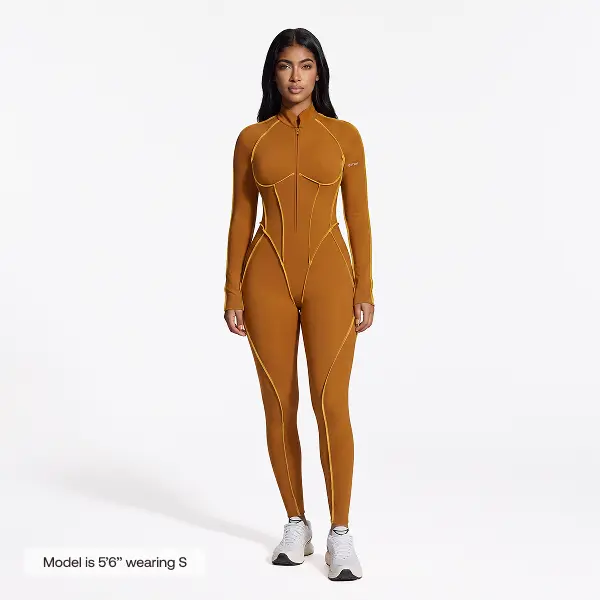 Contour Stitch Cutout Catsuit Jumpsuit – Breathable, Stylish Outfit with Elegant Design and Comfortable Fit for Gym & Everyday