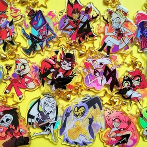 LAST CHANCE! Hazbin Hotel Acrylic Epoxy Keychains Alastor Charlie Vaggie Angel Dust Husk Husker Lucifer Vox Valentino Sr.Pentius Niffty Adam
