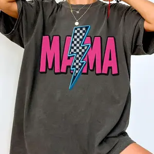 Comfort Colors Retro Neon Mama Shirt, Checkered Mama Shirt, Cool Mom Graphic Tee, Retro Mama Shirt, Vintage Checkered Mama T-shirt, Mom Tee
