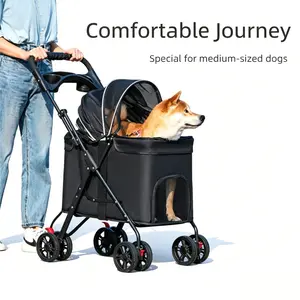 Zoravellion Foldable Medium And Large Dog Pet Stroller – Lightweight Travel Stroller, Perfect for Walking, Outdoor Adventures & Shopping
