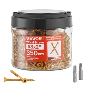 VEVOR Wood Screws 350 PCS, # 8 x 2-Inch Anti-Rust Coated, Exterior Deck Screw Torx/T25 Star Drive, Metal Rust-Resistant Outdoor Decking Screws with 2 Screw Connectors, for Decking Fencing Framing