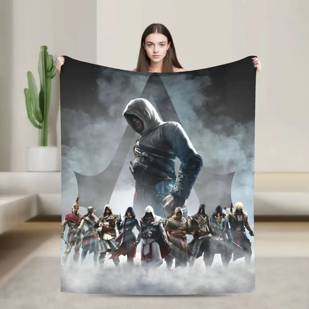 Assassin's Creed Custom Personalized Blanket - Airplane Theme Art Graphic Bed Warmer, Soft Warm Multi-Functional Bedding Throw for Travel, Home Use or Gifting, Custom Blanket, Personalized Blankets