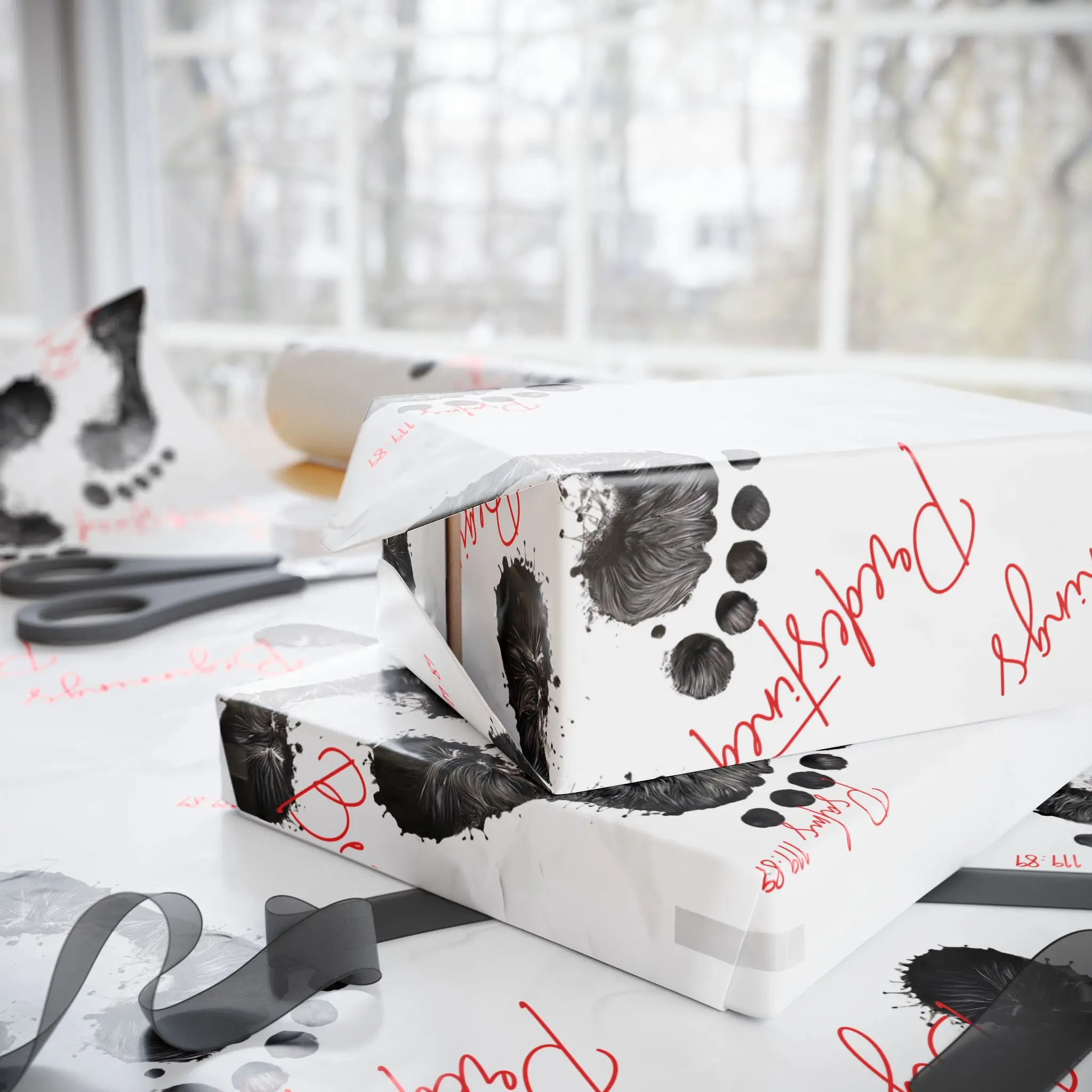 Personalized Baby Footprints Wrapping Paper, Unique Gift Wrap for Baby Showers, Birthdays, Holiday Gifts, Customizable Design