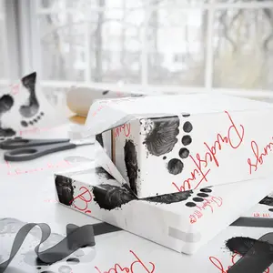 Personalized Baby Footprints Wrapping Paper, Unique Gift Wrap for Baby Showers, Birthdays, Holiday Gifts, Customizable Design