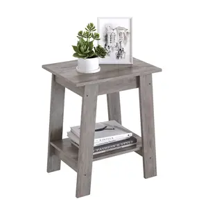 End Table, Small Side Table, Nightstand with 2 Tier Storage Shelf,Narrow Side Table for Living Room, Small Spaces, Bedroom, Entryway, Farmhouse