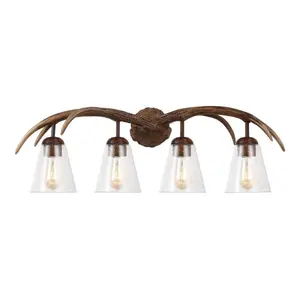 Wyatt Southwestern Bohemian Resin/Seeded Glass Faux Antler LED Vanity Light