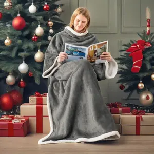 Wearable Cozy Blanket with Sleeves, 1 Count Soft Warm Full Body Blanket with Pocket, Holiday Gifts for Family Friends, Winter Blanket
