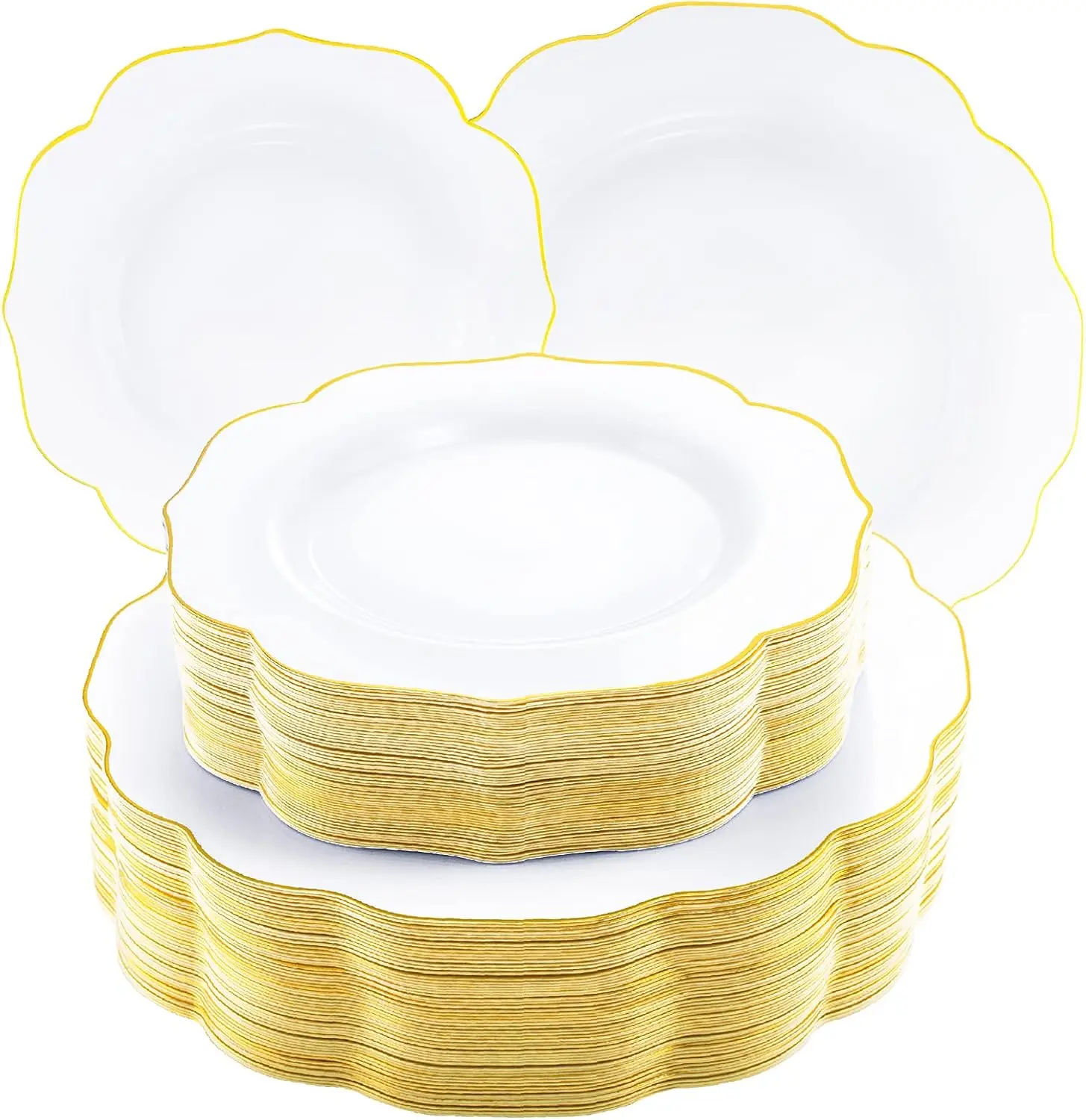 120 count  Plastic Plates Disposable for 60 Guests - Include 60 Dinner / 60 Dessert Plates Heavy Duty for Wedding&Party