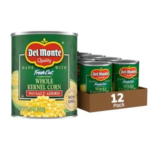 Del Monte Canned Fresh Cut Golden Sweet Whole Kernel Corn No Salt Added, 8.75-Ounce (Pack of 12), Packaging may vary