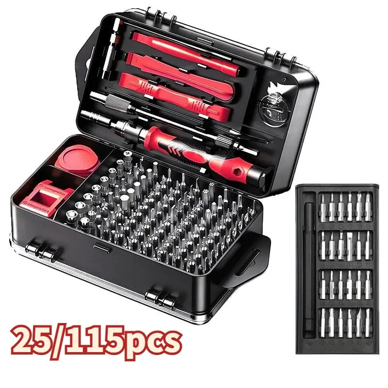 Multi-Purpose Precision Screwdriver Set, Multifunctional Screwdriver, Multipurpose Screwdriver, Includes Triangle Star Cross Flat Head Tools, Screwdriver Bits, 115 & 25 Tool Options, for Electronics, Phones, Laptops, DIY Office Repair Kit