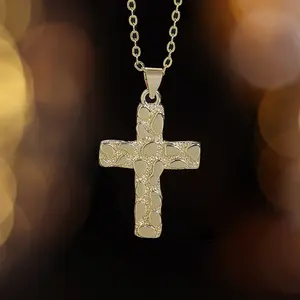 1pc Stainless Steel Cross Necklace - Silvery/Golden Crucifix Nugget Pendant Simple Jewelry Gift, for Teenager, Everyday Accessory, Wedding Accessory, Minimalist Design, Stylish Accessory, Highquality Metal, Unisex Accessory Religious Gifts