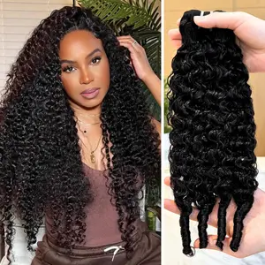 ALHER 15A Salon-Grade Burmese Curly Bundles Human Hair, 3c4a Water Wave Human Hair 3 Bundles with Spiral Curly End 100% Unprocessed Raw Hair Sew In for Black Women Soft Natural Black