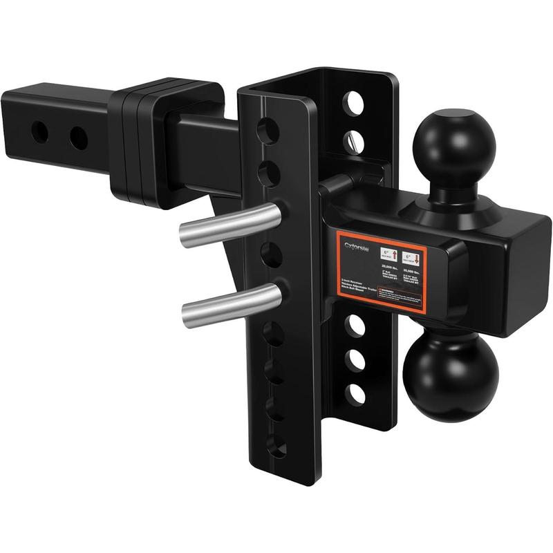 Cxforste Adjustable Trailer Hitch Drop Hitch Fits 2 Inch Receiver, 6" Drop/Rise, Tow Hitch with 2" and 2-5/16" Ball, 30,000 LBS GTW, Trailer Hitches with Anti-Theft Pin, Black. Heavy Duty Solid Ball Mount.Ultra Quiet