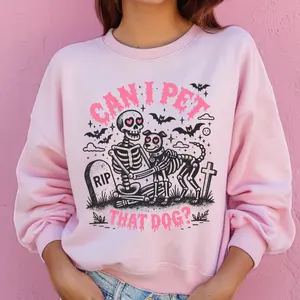 Can I Pet that Dog? Crewneck - Unisex Apparel Relaxed Fit Printed In The USA Clothing Womenswear Casual Comfort Cotton Top Athletic Boho Chi