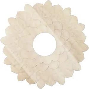 Wooden Ceiling Fan Medallion Molded Wood Carved Flower Light Ceiling Cover Lighting Ceiling Medallion Home Decorative for Light Fixtures Ceiling Fans Chandeliers, 12" OD x 3.15" ID