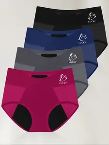 Women's Period Panties Set of 4, Triangle Underwear for Menstrual Leak Proof, Breathable Mesh Fabric, Comfort Fit, High Waisted, Breathable Mesh Knicker