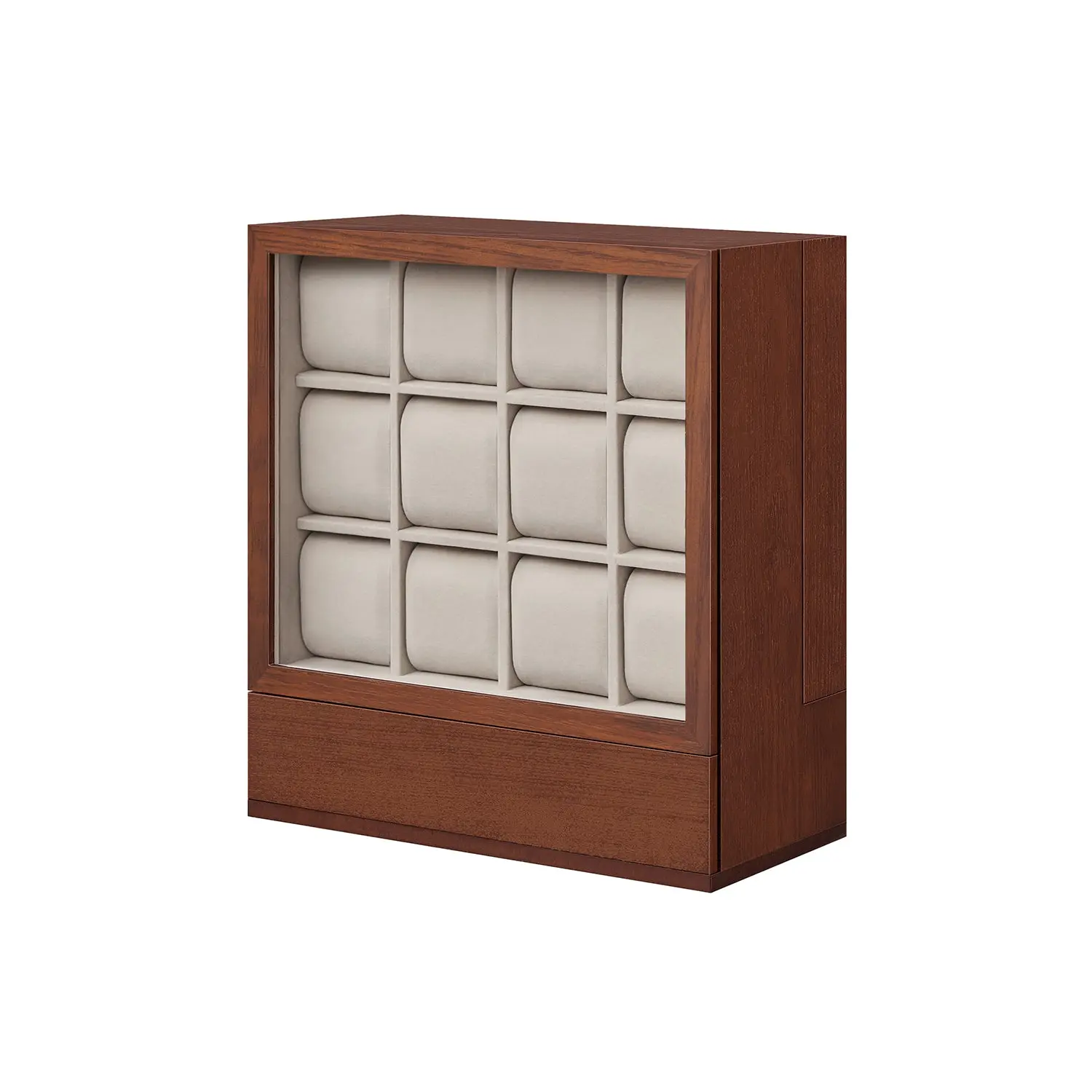 12-Slot Wooden Watch Box Coffee Brown 12-Slot Wooden Watch Box Coffee Brown