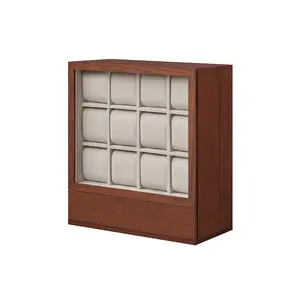 12-Slot Wooden Watch Box Coffee Brown 12-Slot Wooden Watch Box Coffee Brown