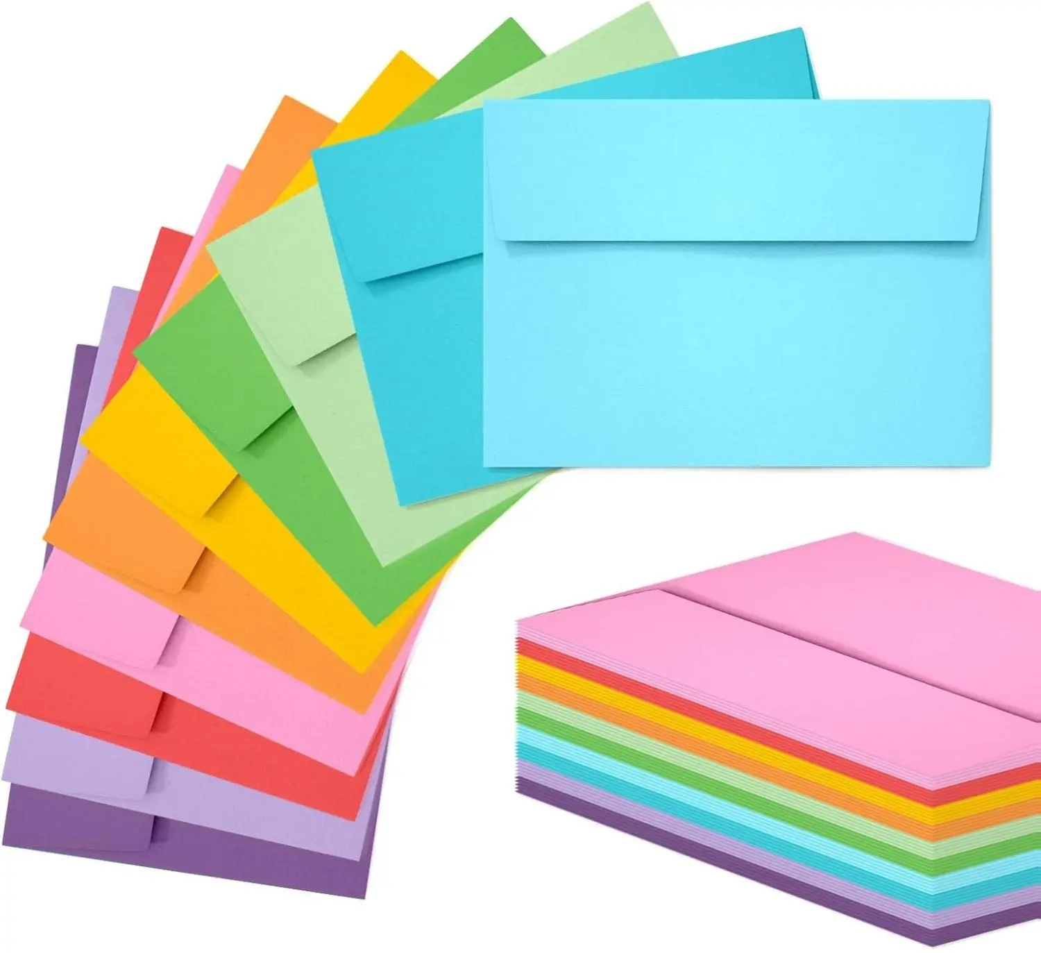 50-Pack 5x7 Colored Self-Adhesive Stationery Envelopes, Mailing Paper Envelopes for Invitations, Wedding Greeting Cards, Mailing Envelopes