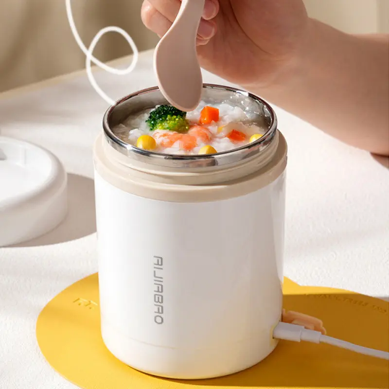 Electric Heated Lunch Box, Portable Picnic Milk Beverage Food Warmer, Stainless Steel Food Insulation Container