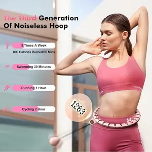 Weighted Fit Hoops ~ Noiseless Fitness Hula with digital Counter and 26 Detachable Links!