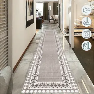 Nordic Style Geometric Pattern Long Hallway Rug, Easy Clean Entrance Mat, Durable Bedroom Footstool Pad, Perfect Halloween Gift, Boho Runner Rug