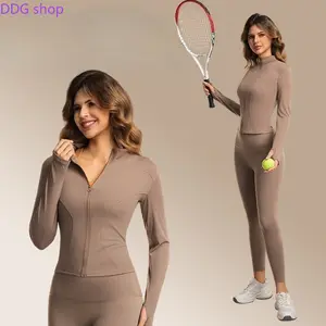 Women's Plus Size Full-Zip Stand Collar Yoga Jacket, Quick-Dry Slim Fit Athletic Top for Cycling, Gym & Outdoor Sports
