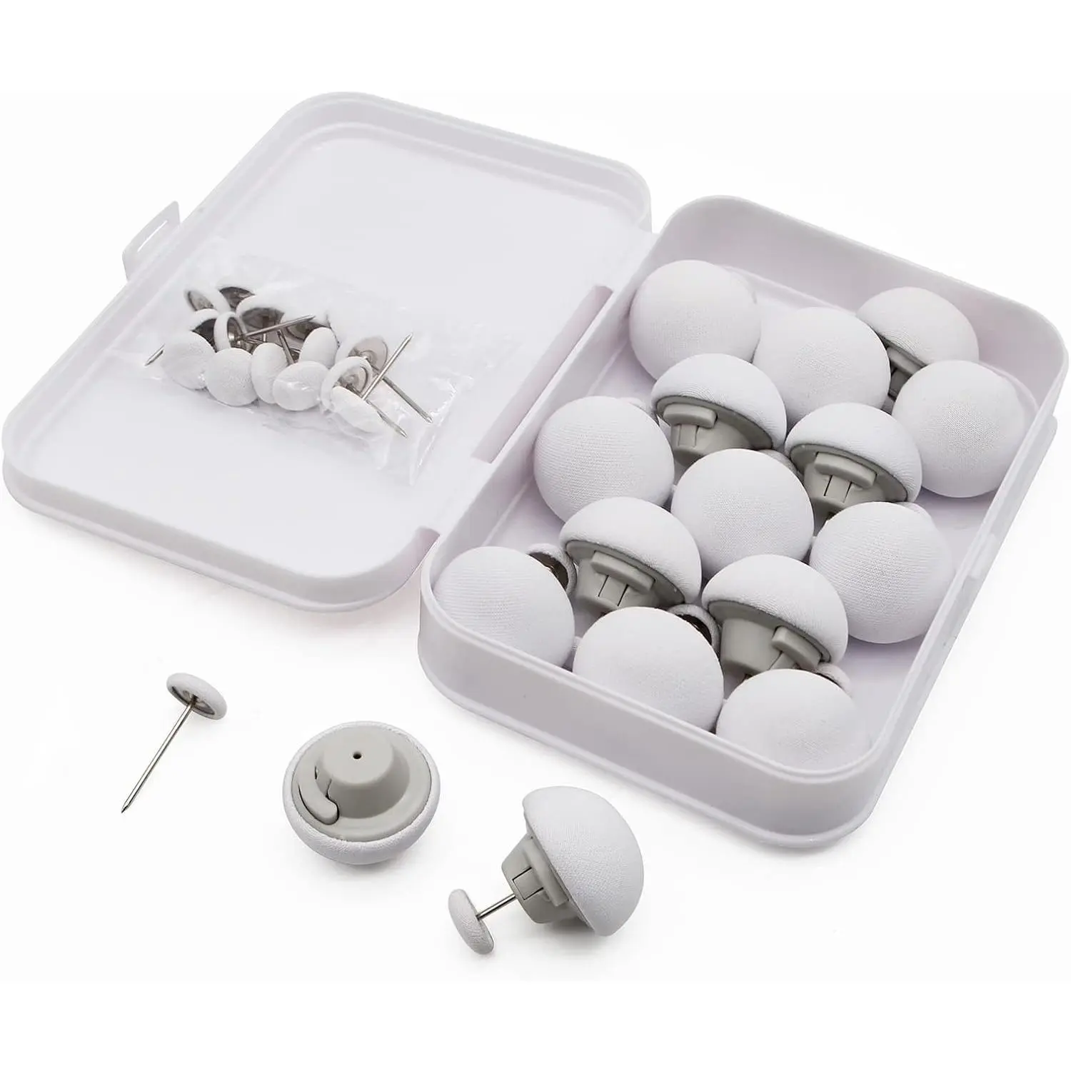 Duvet Pin Duvet Clips 16 Sets, Duvet Cover Pins Comforter Clips with Soft Fabric Material, Double Sided Pin Fasteners for Quilt, Cushions, Curtains - White