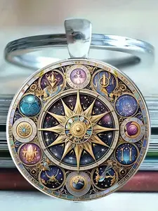 Sun Moon Star Zodiac Keychain, Vintage Lucky Charm, Colorful Enamel Design, Durable Zinc Alloy, Perfect for Daily Use or Gift
