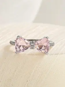Fashion Bow Rhinestone Decorated Cuff Ring, Elegant Adjustable Opening Ring for Women, Fashion Jewelry for Party, Daily Clothing Decor, Versatile Accessory