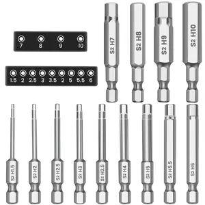MulWark Hex Head Allen Wrench Drill Bit Set 13pcs Precision Metric S2 Steel – Magnetic Bits with Corrosion Resistance 1/4" Allen Key Bit Set