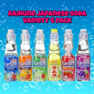 Ramune Japanese Soda Variety 6 Pack Lemon Beverage Strawberry Ramune Japanese Soda Variety 6 Pack Lemon Beverage Strawberry