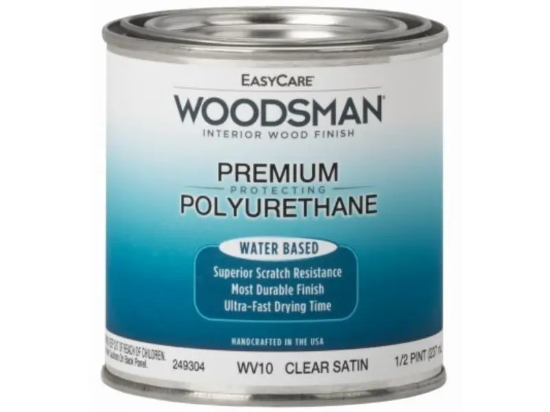 True Value Manufacturing 249304 0.5 Pint Woodsman Fast Dry Protective Polyurethane Wood Finish Interior Water Base Stain, Clear, Fast-Drying, Water-Based Solution, Half Pint Can
