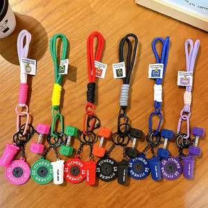 Fitness keychain set, silicone material dumbbell, kettlebell, weight plate keychain, cute keychain fitness accessory suitable for both men and women, high-quality fashionable jewelry gift Sunshine Vibes Charm