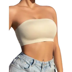 Women's Strapless Bras Seamless Wireless Bandeau Bralette Crop Tube Tops