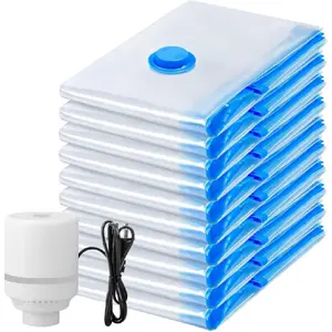 10 Jumbo Vacuum Storage Bags, Vacuum Seal Bags for Clothing Space Saver Compression Storage Bag with Hand Pump Extra Large for Clothing Travel Comforters Blankets Pillow Bedding Duvets Clothes