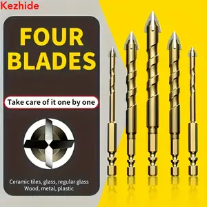 5pcs/7pcs 3-12mm Cross Hex Tile Drill Bit For Glass Concrete Ceramic Tile Hole Opener, Tungsten Carbide Hard Alloy Bits Set Tool