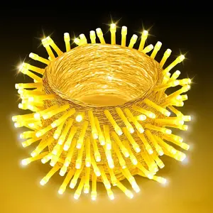 VEVOR LED Christmas String Lights,  200 LED, 76 ft Connectable Warm White Christmas Lights Outdoor, with 8 Modes, Auto Timer, Twinkle Fairy Lighting Plug in, Waterproof for Tree Yard Patio Decoration