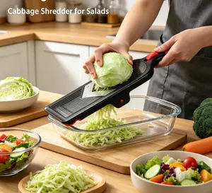 Multi-functional Vegetable Slicer with Adjustable Thickness SettingsAdjustable Stainless Steel Blade, Comfort Grip Safety Features Easy to Clean Carrot Grater Cabbage Shredder Cucumber Slicer for Kitchen - Utensils, Easy to Clean Kitchen Gadget Mandoline
